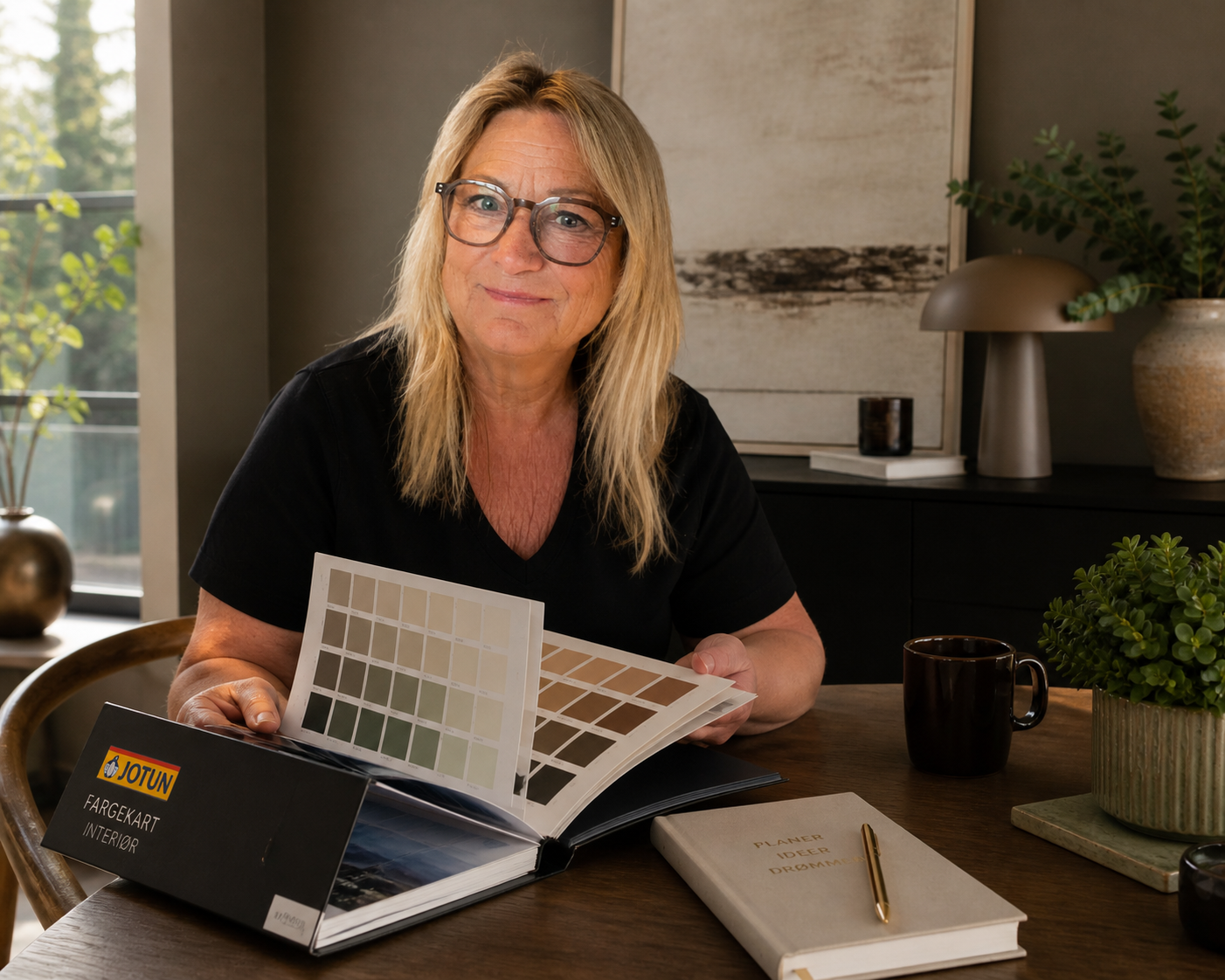 Hilde Prestbakk med Jotun fargekart