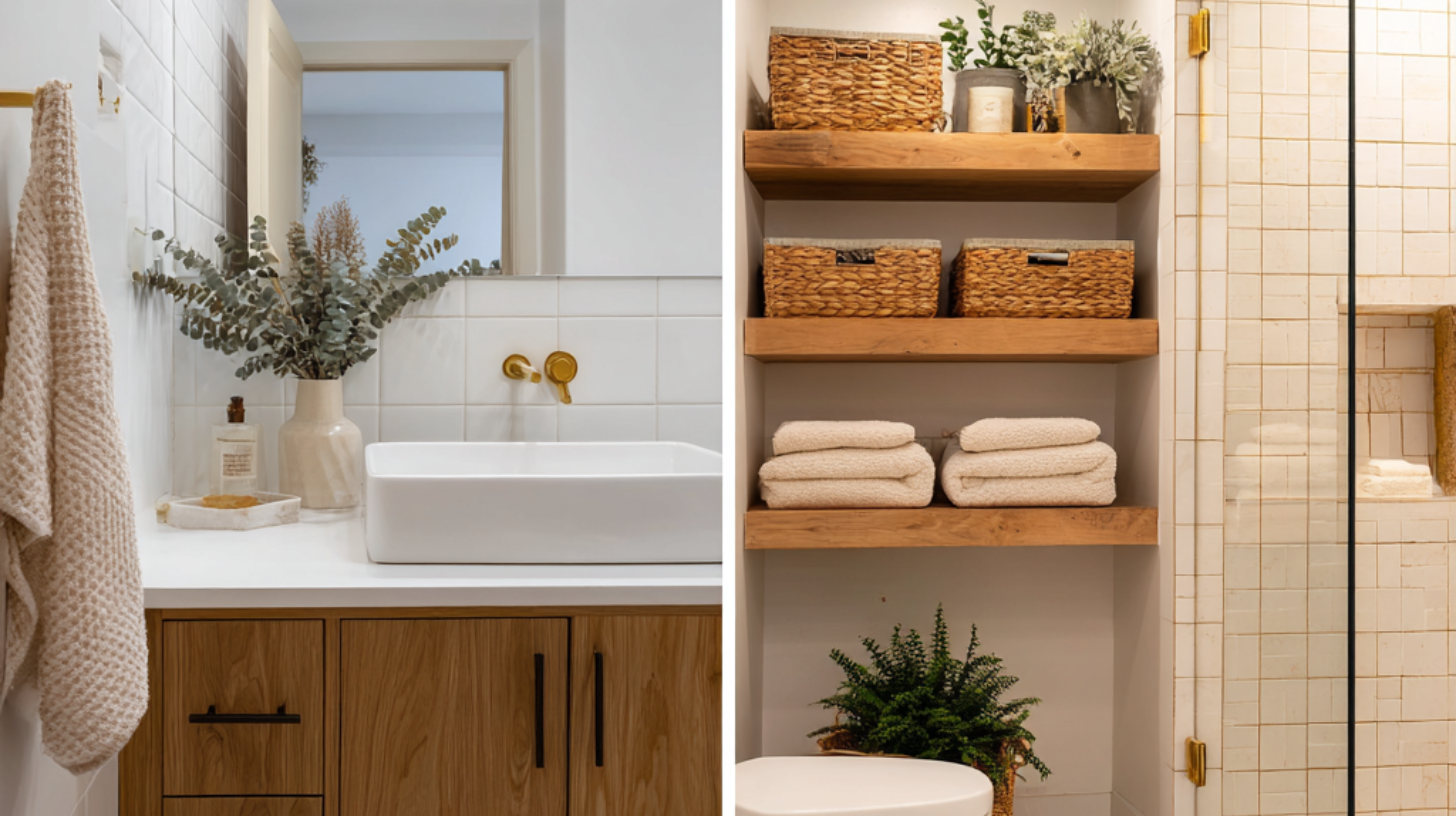 Detaljer fra bad med naturlige materialer